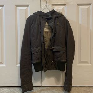 ABERCROMBIE NEW YORK FUR LINED GIRLS WINTER JACKET BROWN SIZE MEDIUM